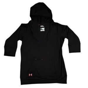 Under Armour Women’s All Season Hooded Sweatshirt Black 3/4” Sleeve  Size Small